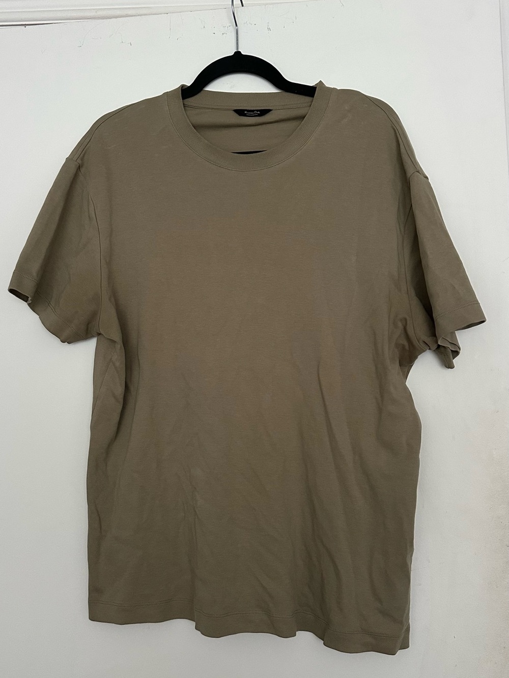 Massimo Dutti Olive Crew Neck Short Sleeve Tee